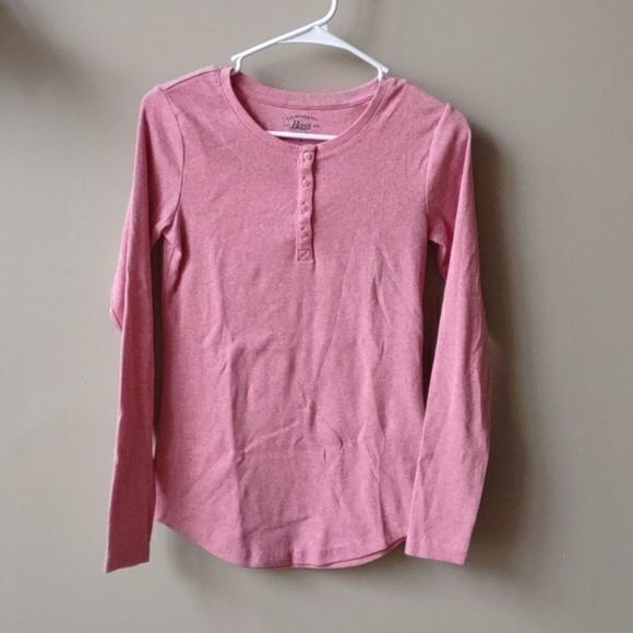 G.H Bass & Co. Henly Button Neck Salmon Pink Long‎ Sleeve Sz S - Picture 5 of 11